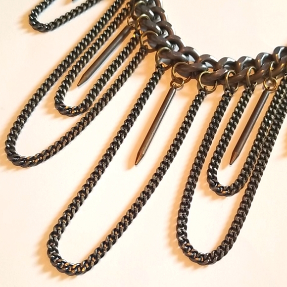 Biko Chain Spike Necklace Brass - Picture 2 of 3